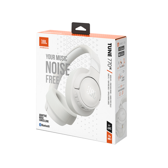 JBL Tune 770NC - White - Adaptive Noise Cancelling Wireless Over-Ear Headphones - Detailshot 10 image number null